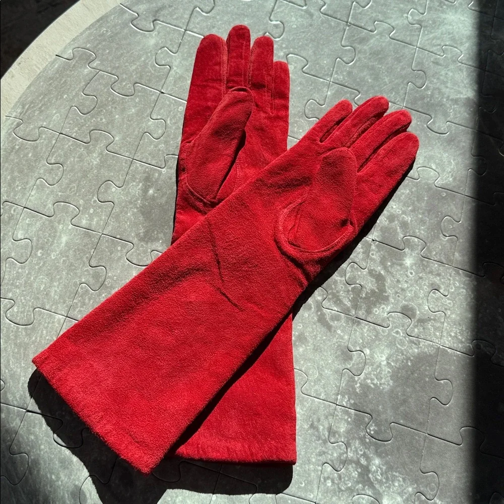 Van Raalte Gloves Suede Genuine Leather Fold Long Glove‎
